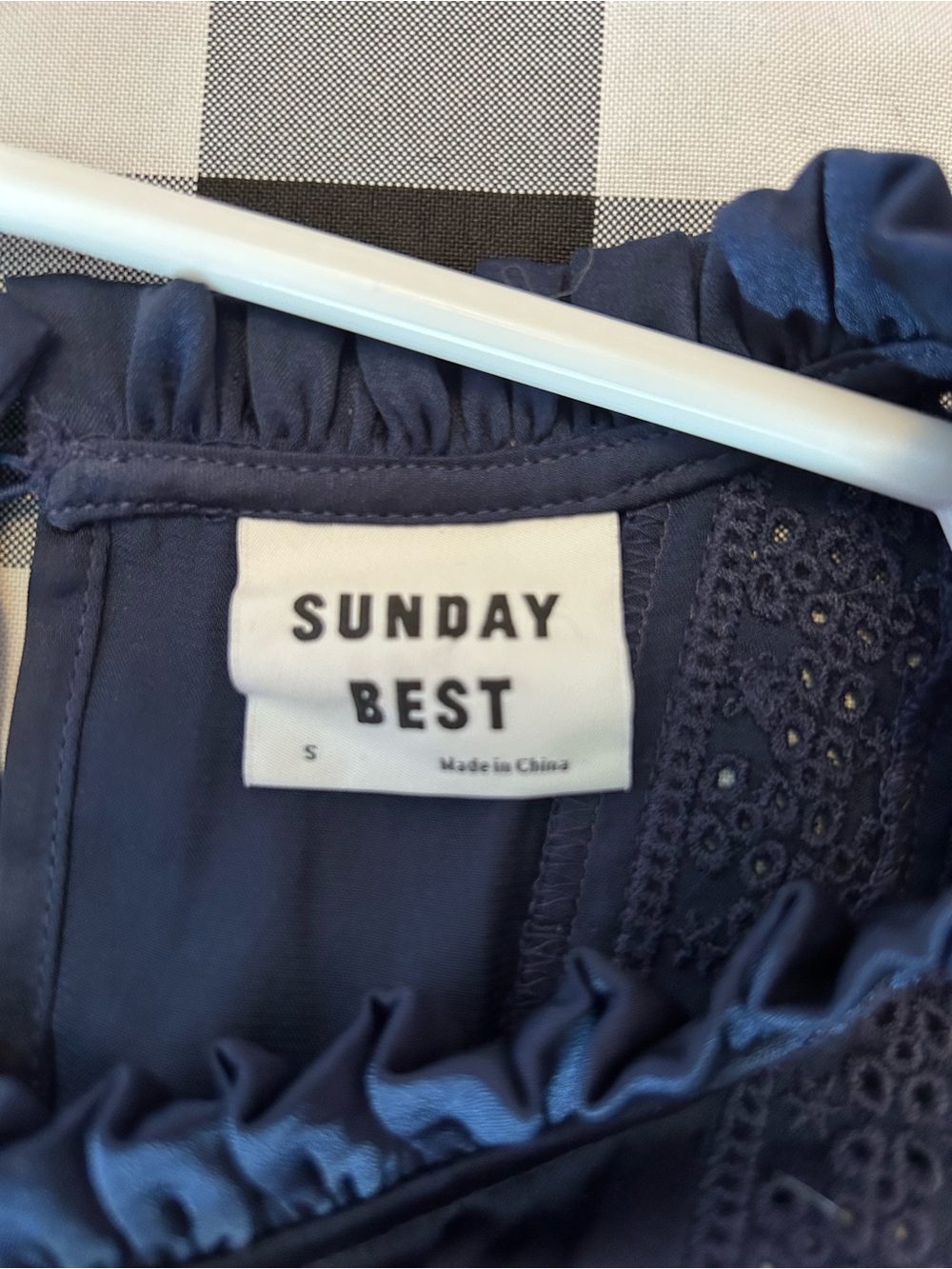 Sunday Best Navy Eyelet Ruffle Mini Dress - Picture 9 of 11